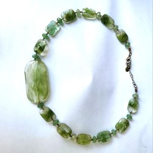 18" choker neclace in all custom green jade semi precious stones
